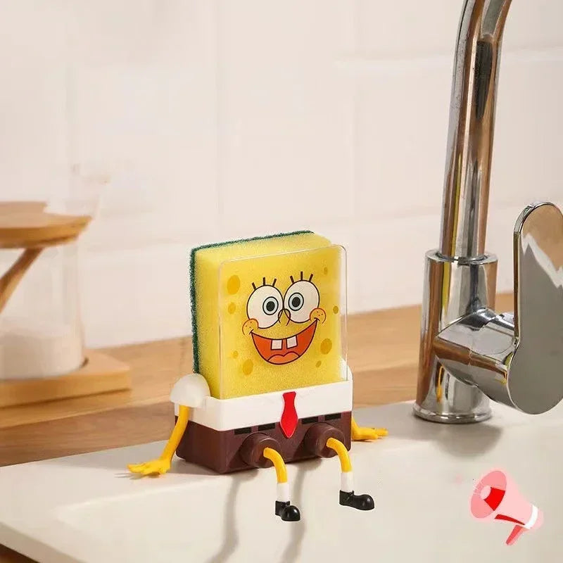 Spongebob Squarepants Dish Washing Brush Sponge Kitchen Supplies Drain Rack Cleaning Dishes Brushes Reusable Scrub Scouring Pad